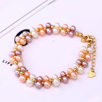 Wedding Multi layered Fashion Natural Freshwater Pearl celet Adjustable Bangle For Women Jewelry White