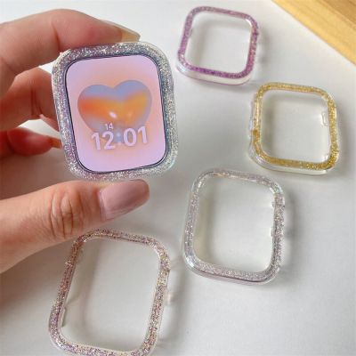 Korean Glitter Clear Case For Apple Watch 41 45 49mm 44mm 40 42 38mm Protector Bling For iWatch Series 8 7 5 6 4 SE Bumper Cover Cases Cases