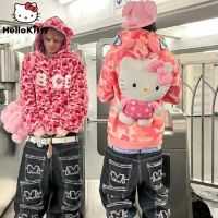 Sanrio Hello Kitty Cartoon Women Pink Plush Bag Hip-hop Street Spice Girl Backpack Y2k Korean Fashion Large Capacity Schoolbag