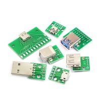 5pcs Micro Mini USB USB A ชาย USB 2.0 3.0 A หญิง USB B เชื่อมต่ออินเทอร์เฟซถึง 2.54 มม. DIP PCB Converter Adapter Breakout Board