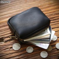 【CW】♤  SIMLINE Leather Coin Purse Men Short Small Card Holder Money Wallet