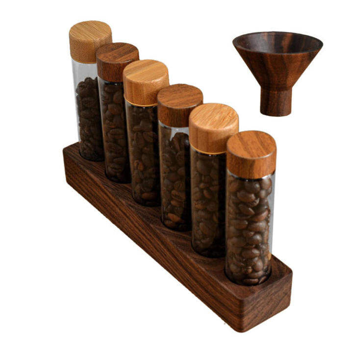 Test Tube Spice Rack Wooden Coffee Beans Tea Display Rack Wooden Rack