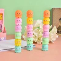 Cute Octopus Shaped Patchwork Highlighter Pen Cute Color Stationery Six Highlighter Key Mark N1R1