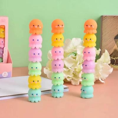 Cute Octopus Shaped Patchwork Highlighter Pen Cute Mark Color Stationery Key Highlighter Six N4W5