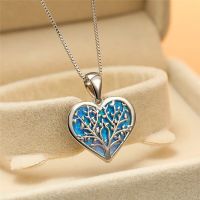 Blue White Women Pendant Popular Tree of Life Opal Heart Pendant Necklaces For Women Elegant Jewelry Gifts