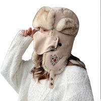 Thick Warm Bomber Hat Men Women White Fur Winter Hats With Mask Male Female Russian Ushanka Hat Ski Earflap Trapper Russian Cap