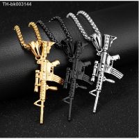 ◇ HipHop Alloy Refined Stylish Iced Out Gold Silvery Color Alloy M4 Gun Pendants Necklace For Men Rapper Jewelry