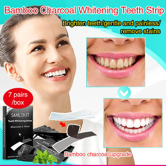 viviking Bamboo Charcoal Whitening Teeth Strip Lazada