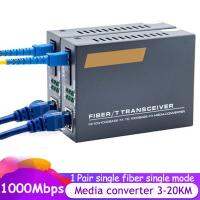 【Big-promotion】 【New arrival】 1คู่10/100/1000Mbps Gigabit 20KM Media Converter ตัวรับส่งสัญญาณไฟเบอร์ออปติก FTTH Fiber Conversor De Fibra Ethernet Switch