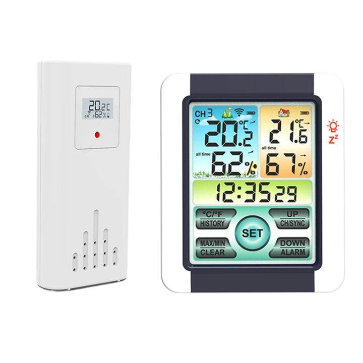 Weather Stations Wireless Indoor Outdoor Home Weather Station Color Hygrometer Alarm Clock with