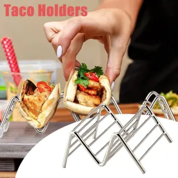 Chic Kitchen Restaurant Stainless Steel Oven Dishwasher Safe Wave Shape  Stand Tray Pizza Rack Taco Holder Kitchen Tools