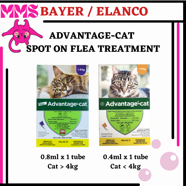 Bayer / Elanco Advantage Cat Spot On Flea Treatment Ubat Kutu Kucing ( 0.4ml x 1 Pipet / 0.8ml