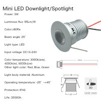 มินิ LED ดาวน์ไลท์3วัตต์โคมไฟจุดปิดภาคเรียนหรี่แสงได้12-24โวลต์ตกแต่งบ้านห้องนอนห้องครัวไฟสปอร์ตไลท์ในร่มตู้โชว์ตู้ไฟ