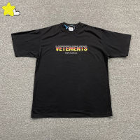 เยอรมันธงบล็อกสีโลโก้ Vetements เสื้อยืดผู้ชายผู้หญิง1:1หลวมสบายๆผ้าฝ้ายเย็บปักถักร้อยยอด Tee ฤดูร้อน VTM แขนสั้น