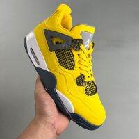 HOT ✅Original ΝΙΚΕ Ar* J- 4 R "Lightning" Mid-Top Fashion Culture Basketball Shoes Wear-resistant Casual Sports Shoes Yellow {Free Shipping}