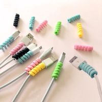 50 Pcs Colorful Silicone Spiral Cable Protector Earphone Cable Office Desk Set Organizer Wire Data Line Winder Wrap Cord Cable