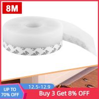 8M Silicone Door Bottom Seal Strip Topper Soundproof Self Adhesive Weather Stripping Tape For Windows and Shower Glass Gaps