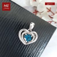 MT จี้พลอยแท้ ลอนดอน บลูโทพาส (London Blue Topaz) ตัวเรือนเงินแท้ ชุบทองคำขาว (gp416) MT Jewelry มณีธารา