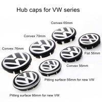 ฝาครอบศูนย์กลางล้อ4ชิ้นฝาครอบยางโลโก้ฮับสำหรับ Volkswagen VW Touareg กอล์ฟ Jetta Tiguan ตราสัญลักษณ์สีดำ Lavida Touran