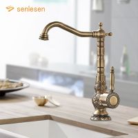 【hot】 Senlesen Antique Basin Carved Faucet Europe Para Sink Rotation Handle Mixer Torneiras