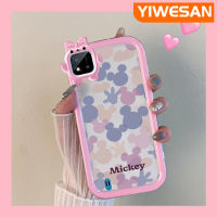 "Chenyyyka เคสสำหรับ Realme C20 C20A C11 C11 2021 2020 Narzo 50i การ์ตูนน่ารักสีม่วงสีชมพูมิกกี้เมาส์มีขอบสีสันเคสโทรศัพท์โปร่งใสมอนสเตอร์ตัวน้อยเลนส์กล้องถ่ายรูปเคสกันกระแทกกันกระแทก"