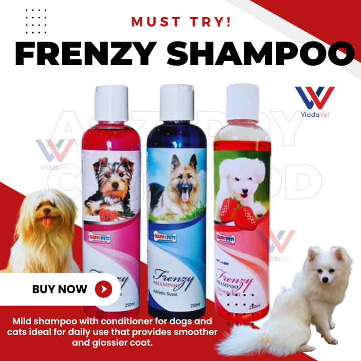 HAPPY PETS FRENZY SHAMPOO 250ml For dogs cats pets strawberry athletic