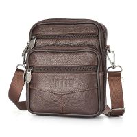 Mens New Genuine Leather Crossbody Bag Vertical Trendy Multifunctional Shoulder Bag Briefcase Casual Travel Messenger Bag