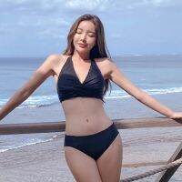 บิกินี่จิ บราสายเดี่ยวคล้องคอ ชุดว่ายน้ำเอวสูง bikini ชุด2ชิ้น