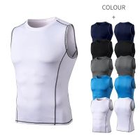 Men Quick Dry Workout Running Vest Compression Fitness Tops Breathable Jersey Sleeveless  Gym Training T-shirts Men