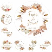 【YF】 Pampas Wedding Sticker Customize Labels Personalise Baptism Birthday Stickers Supplies