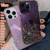 Lonee เคสฟอยล์สีทองแวววาวสำหรับ VIVO Y11 2019 VIVO Y19 VIVO Y17 VIVO Y3 VIVO VIVO Y15 U10 VIVO Y12i VIVO Y1s VIVO Y97 VIVO Y93 VIVO Y91C VIVO Y91 VIVO Y95 VIVO Y91i แวววาวฟอยล์สีทอง Y12เคสโทรศัพท์โปร่งใสนิ่ม TPU อีพ็อกซี่