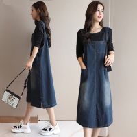 CODadoqkxDGE Suspender skirt 牛仔背带裙女女装宽松休闲中长款两件套连衣裙潮Denim Strap Dress Womens loose casual two-piece dress trend11.15LOLSuspender skirt11.15LOL