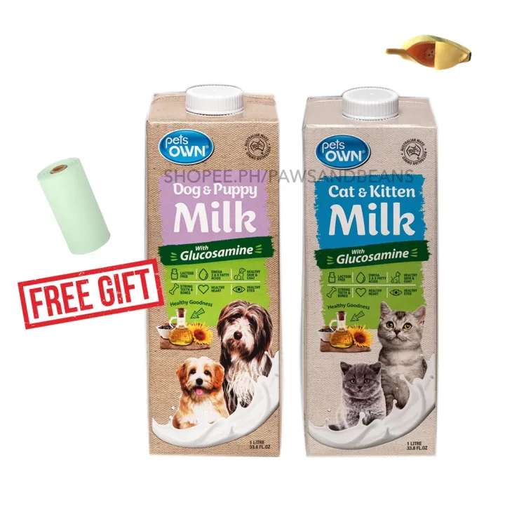 Pets Own (WITH FREEBIE) Pet Milk Cat and Kitten Milk Dog and Puppy Milk 1L PetsOwn Pet Milk