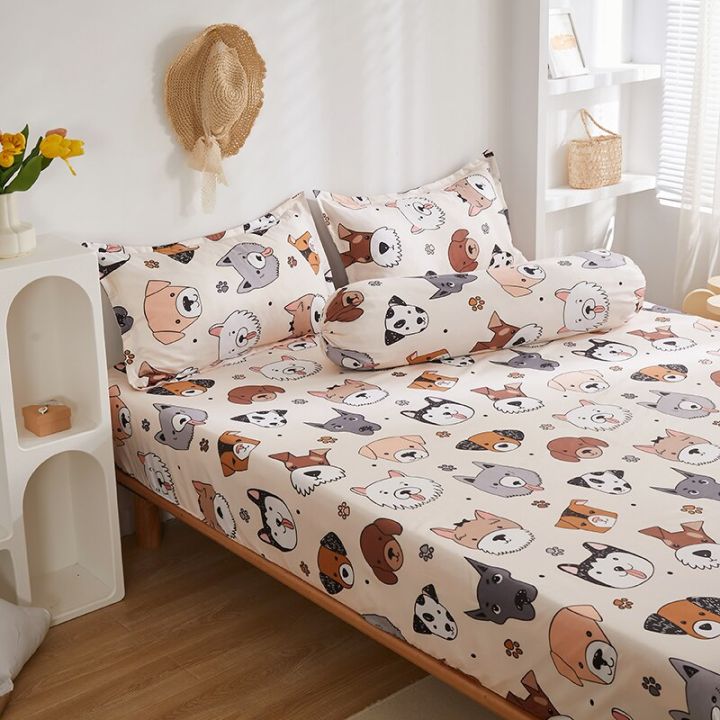 ผ้าคลุมฟูกผ้าปูที่นอนพอดีลายสัตว์การ์ตูนน่ารักพร้อมยางรัดผ้าปูเตียงผ้าปูที่นอนผ้าฝ้าย