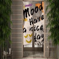 Grunge Doodle Door Curtain ห้องรับประทานอาหารม่านประตูห้องครัวฉากกั้นห้องผ้าม่านแขวนครึ่งม่าน