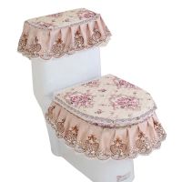 3 Pcs Toilet Seat Cover Set Lace Floral Print Closestool Protector Toilet Cushion Pad Bathroom Decor BOM666