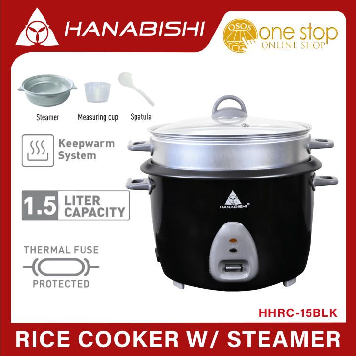 Hanabishi Original Rice Cooker 1.5L serves 45 persons Glass Cover w