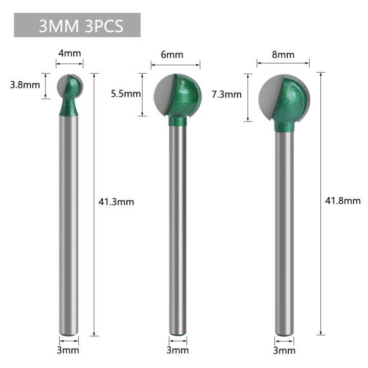 ดอกสว่านแกะสลักทรงกลมก้านจมูกก้าน3มม-หรือ6มม-สำหรับแกะสลักไม้แกนเครื่องตัดมิลลิ่งทังสเตนคาร์ไบด์