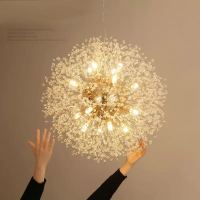 Modern Crystal Dandelion Chandelier Lighting Pendant Lamp For Living Room Dining Room Home Decoration