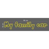 สติกเกอร์ ตัด ไดคัท ลายเส้น คำว่า My family car เนื้อ PVC กันน้ำ ทนแดด ขนาด 14 x 80 ซม. ติด แต่ง รถยนต์ รถครอบครัว บริการเก็บเงินปลายทาง สำหรับคุณ