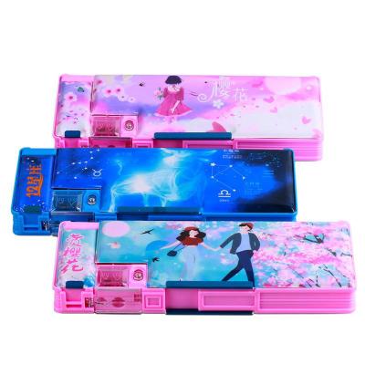 2022 New Plastic Pencil Case Multifunctional Cherry Stationery Box Male And Female Primary School Conslation Pencil Case