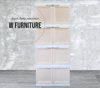 Wfurniture?ตู้พลาสติกน็อคดาวน์อเนกประสงค์ 3ชั้น/4ชั้น ?มือจับบน/ฝาสวิง ✅รุ่น Color Vid ?ลายหวาย ❗️❗️สินค้าพร้อมส่ง❗️❗️