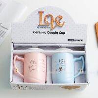 แก้วคู่เซรามิค Mark Water cup  แบบพกพากล่อง Creative Tanabata Gift