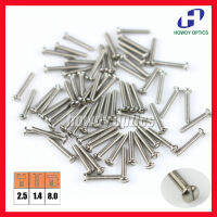 【✲High Quality✲】 wangqiang1 200ชิ้นขนาด2.5X1.4X8.0มม. อุปกรณ์เสริมสกรูแว่นตาแว่นสายตาแว่นสายตาสแตนเลส