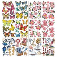 5D DIY Diamond Painting Stickers Butterfly Flowers Ship Handmade Children Art Sticker Home Ornament Crafts Resin Diamond Sticker