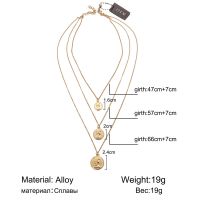 Creative Retro Gold Alloy Necklace Human Avatar Seal Wafer Multi-layer Necklace Female Party Gifts