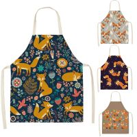 Fox Aprons Unisex Dinner Party Linen Nordic Cooking Bib Funny Pinafore Cleaning Aprons Home Accessory Aprons