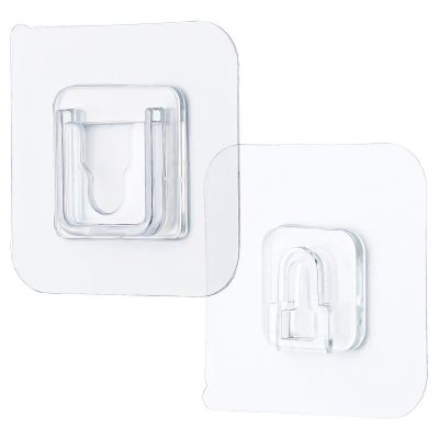 100 Pairs Adhesive Wall Hooks Waterproof Oil-Proof Hooks for Bathroom Kitchen Transparent Reusable Seamless Hooks