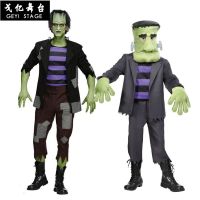 ใหม่สีเขียว Frankenstein กล้ามเนื้อสูทฮาโลวีนเครื่องแต่งกายสำหรับผู้ใหญ่เด็กคอสเพลย์ชายหลวมด้วยอุปกรณ์หน้ากาก