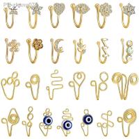 Zircon Non Perforated Fake Nose Ring for Women Girls Stainless Steel Fashion Fake Septum Piercing Body Jewelry Accessories